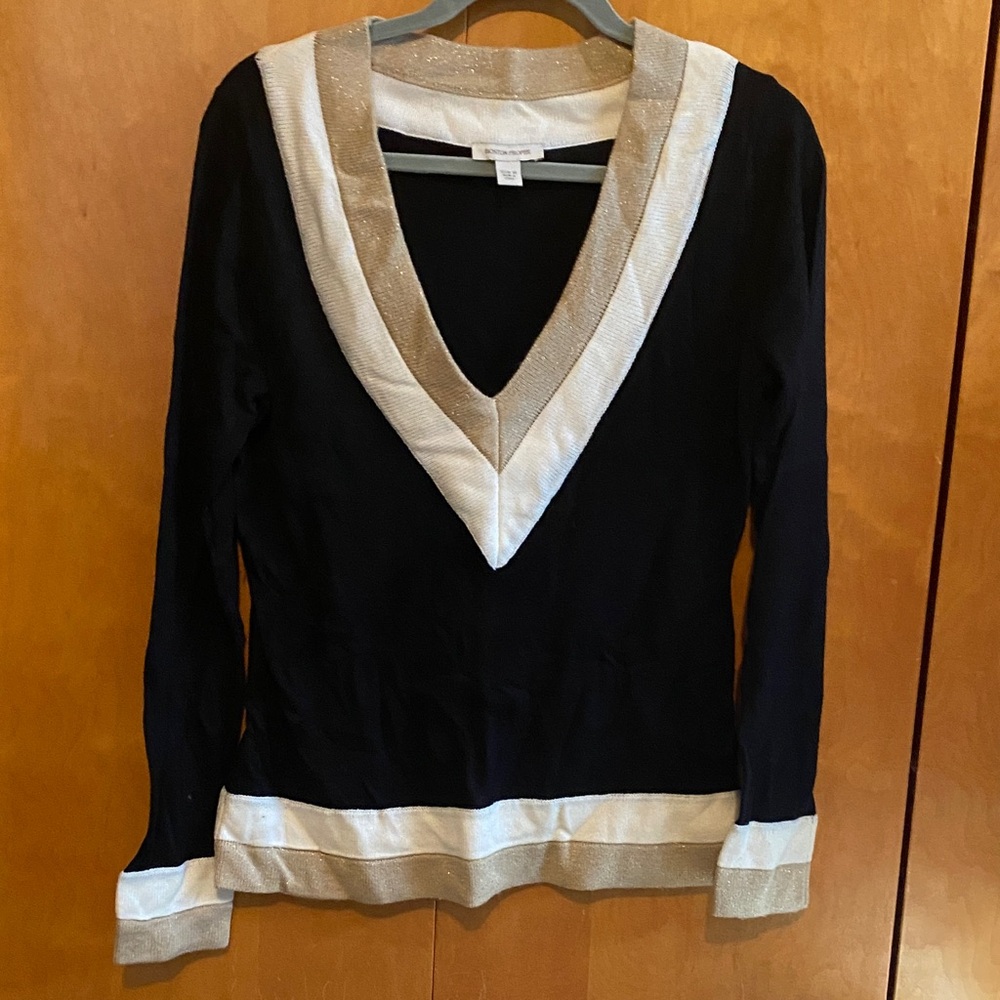 Boston, Proper Black & Gold V-Neck Sweater